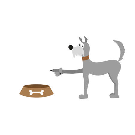 dog shows on the food bowl. asks her to fill in. Vector cartoon illustrationのイラスト素材