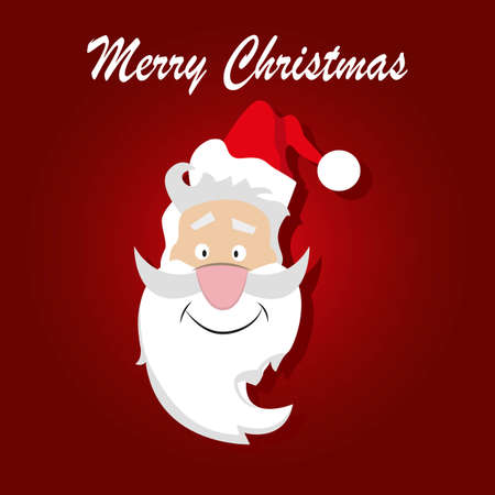 Santa Claus with a beard, a mustache hat on a red background. vector illustration of cartoonのイラスト素材