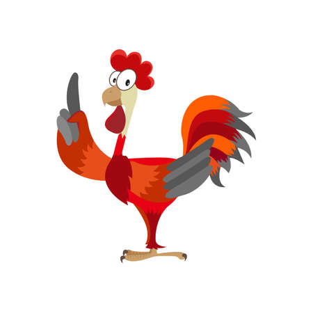 red rooster the symbol of the year on a white background. vector illustration of cartoonのイラスト素材