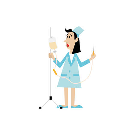 The nurse is with a dropper. preparing for the procedure. vector character.のイラスト素材