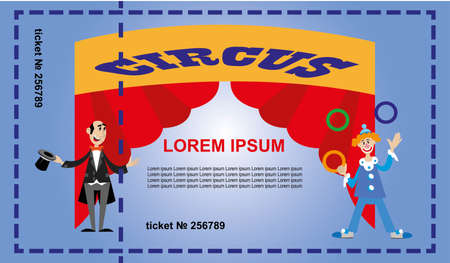 a ticket for the circus for design. clown and entertainer invited to the show. vector illustrationのイラスト素材