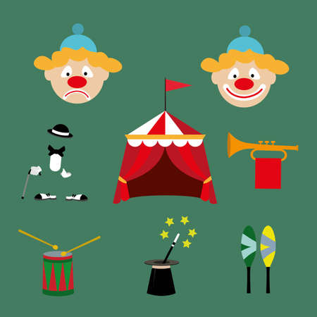 the attributes of a circus set. vector illustrationのイラスト素材