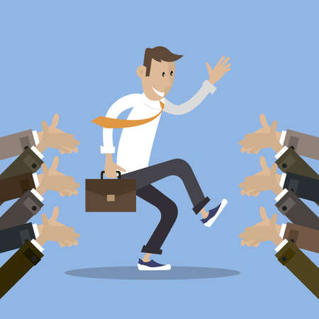 Man celebrates success, gets applauseのイラスト素材