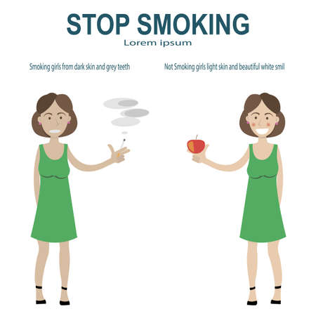 Smoking and non Smoking girlのイラスト素材