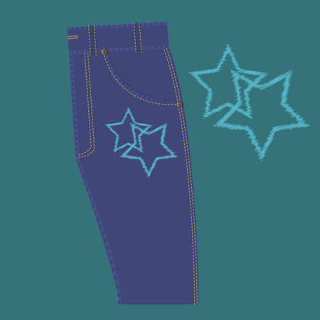 star pattern on the jeansのイラスト素材