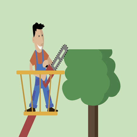 man cuts woodのイラスト素材