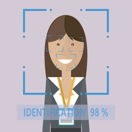 Face identification Biometric identification or Facial recognition system concept.のイラスト素材