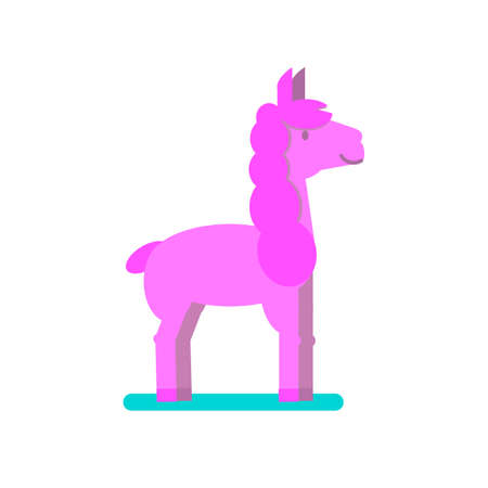 cute pink llama on a white background. vector illustration in a flat style.の写真素材