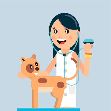 Veterinary Medicine The doctor examines the cat. Vector illustration in flat style.の写真素材