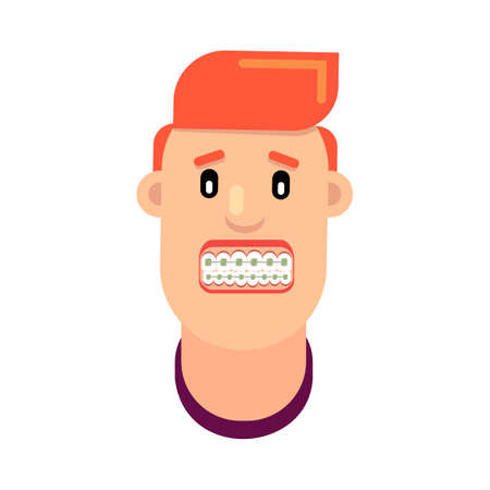 Man with braces on his teeth vector illustrationのイラスト素材