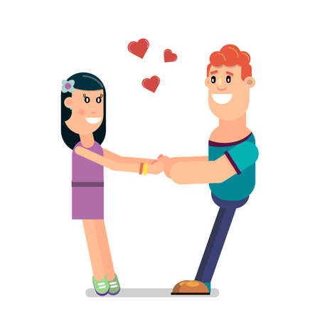 Happy Valentine s Day couple in love on wite background vector illustrationのイラスト素材