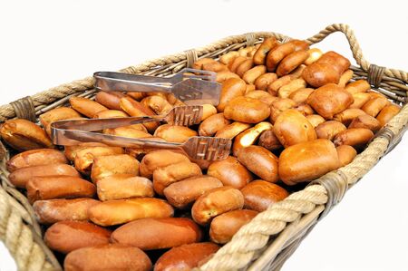 Basket full of patties isolateの写真素材