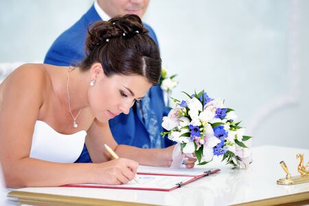 Solemn registration of newlywedsの写真素材