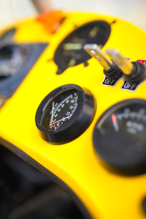 View on onboard devises inside the cockpit of a trikeの写真素材