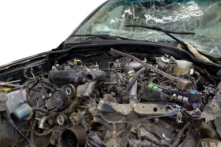 Isolate the front of the black car crash caused by accidentの写真素材