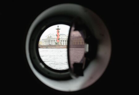 View from illuminator on Rostral Columns, Saint-Petersburg, Russiaの写真素材