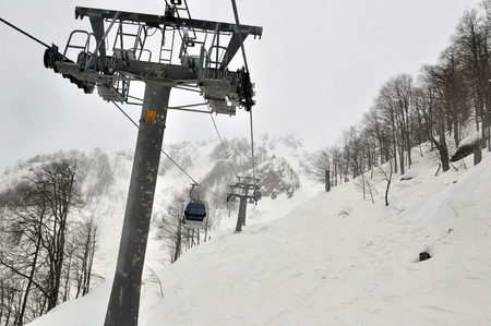 Cable Car railway in ski resort Sochi, Roza Khutorの写真素材