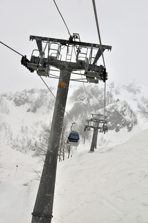 Cable Car railway in ski resort Sochi, Roza Khutorの写真素材