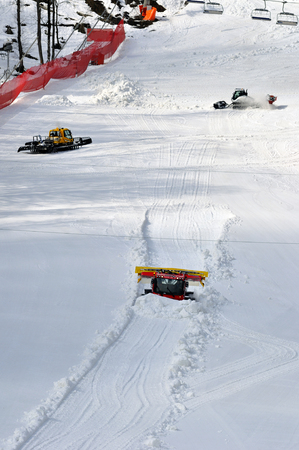 Three ratrak doing track maintenanceの写真素材