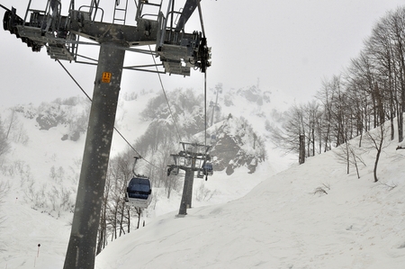 Cable Car railway in ski resort Sochi, Roza Khutorの写真素材