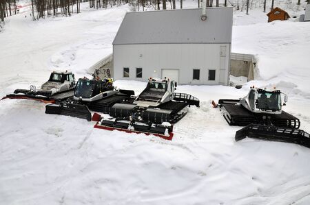 Ratraks, grooming machines, special snow vehicles in ski resort.の写真素材