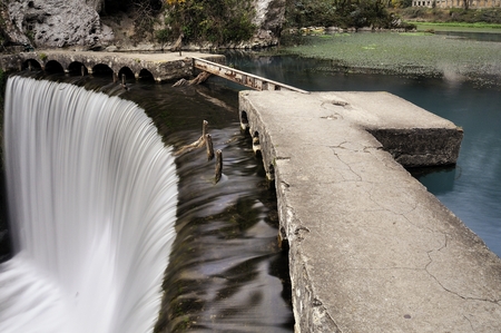 Artificial waterfall on river Psyrtsha in Abkhazia New Afonの写真素材