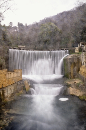 Artificial waterfall on river Psyrtsha in Abkhazia New Afonの写真素材