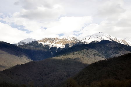 Winter mountain landscape in Sochi, Russiaの写真素材