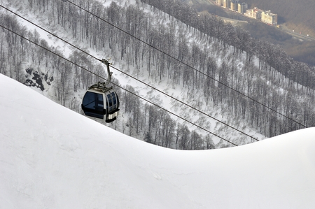 Cable car on ski resort in Sochi, Russiaの写真素材