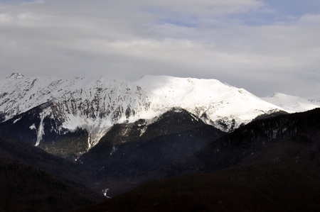 Winter mountain landscape in Sochi, Russiaの写真素材