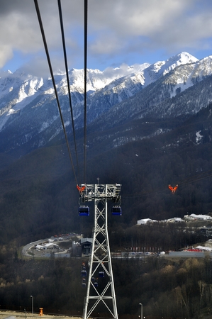 Cable Car railway in ski resort Sochi, Roza Khutorの写真素材