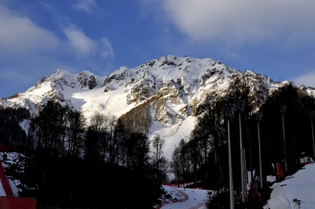 Winter landscape of ski resort in Sochi