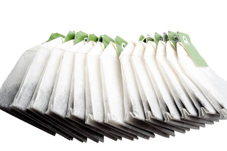 Teabag on white background isolatedの写真素材