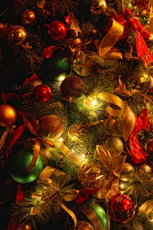 Background with Christmas tree decorationsの写真素材