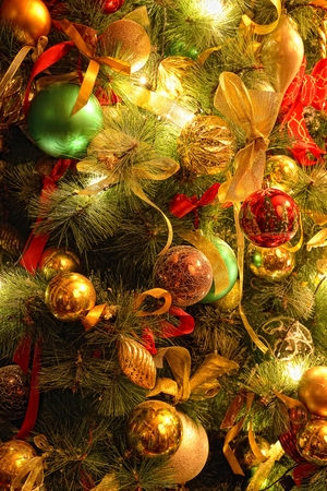 Background with Christmas tree decorationsの写真素材