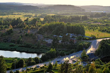Karelia from height of hillfort on Mount Paaso near the city of Sortavalaの写真素材