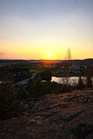 Karelia from height of hillfort on Mount Paaso near the city of Sortavalaの写真素材