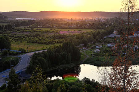 Karelia from height of hillfort on Mount Paaso near the city of Sortavalaの写真素材