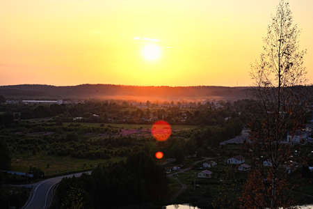 Karelia from height of hillfort on Mount Paaso near the city of Sortavalaの写真素材