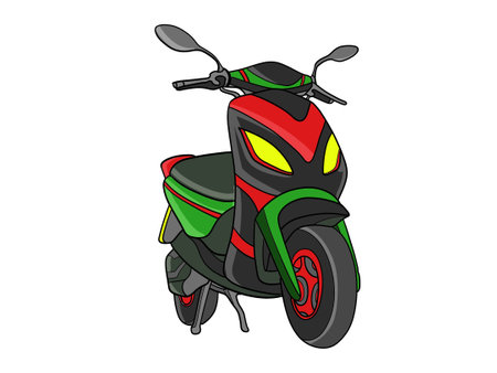 Motorcycle isolated on white background. Vector illustration in cartoon style.の写真素材
