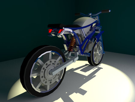 3D render of a chopper motorcycle with shadow on the floorの写真素材