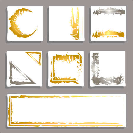 Six set modern fluid background template with gold and silver luxure gradation . For social media post, stories, story, internet web banner, flyer, poster and brochure. Vectorのイラスト素材