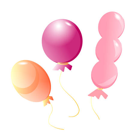 Set of pink air balloons of different shapes isolated on the white background. Stock vectorのイラスト素材