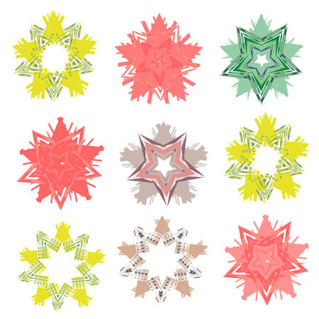 Set of stars awards, elements for the design of sites banners and invitations. Colorful stars.Multicolored Icons set. Vector illustration.のイラスト素材