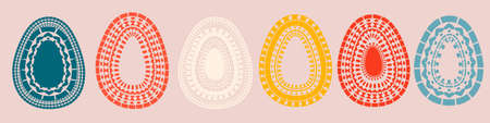 Multi-colored lace Easter eggs, Easter pattern in delicate colors, cut-out lace, Vector stock.のイラスト素材