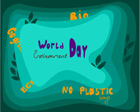 World Environment day concept. 3d paper cut eco friendly design. World Environment day lettering with plans Vectorのイラスト素材