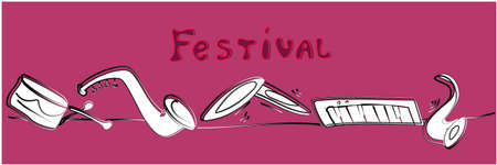Hand drawn Music poster illustration - vector. Perfect music festival banner template.のイラスト素材
