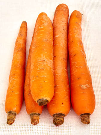 raw carrots on a white tablecloth
