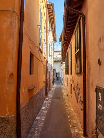 Italy Foligno streets of the old medieval cityの写真素材