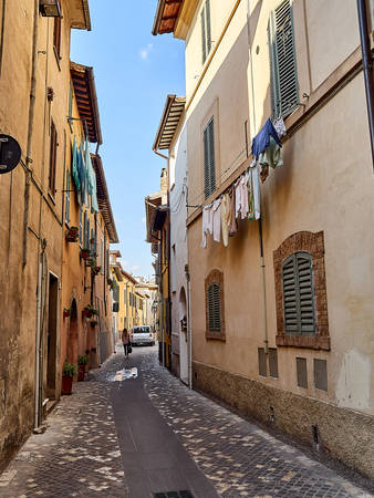 Italy Foligno streets of the old medieval cityの写真素材